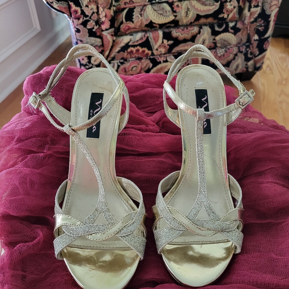 Nina Sparkly T Strap Heels